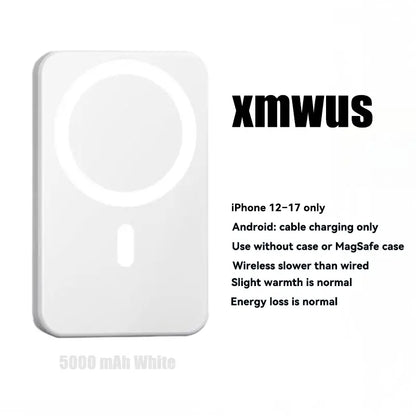 5000Mah Magnetic Power Bank for Iphone 12–18 Series, Works Best with Magsafe Case or No Case, Portable Wireless Charger